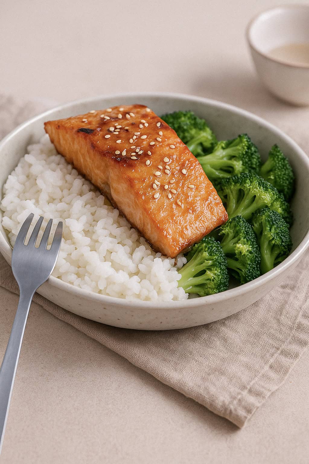 Miso-Lachs mit Brokkoli und Reis